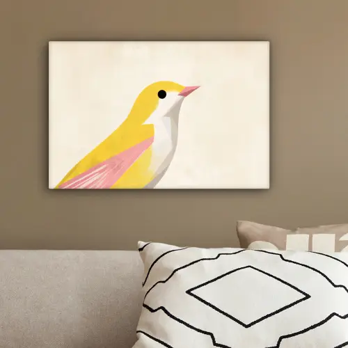 Vogel - Minimalistisch - Geel canvas 2cm klein -sfeer3