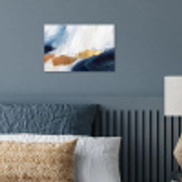 Abstract - Acryl - Blauw - Goud - Elegant poster papier klein -sfeer2