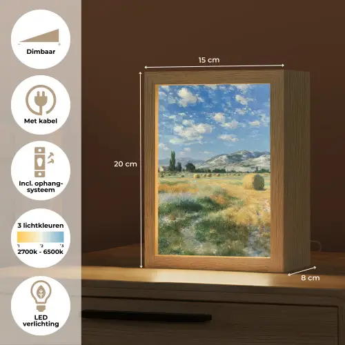 Landschap - Strobalen - Bergen - Wolken Light Box met kabel (Tafellamp) klein -USP_NL