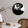 Vrouw - Zwart - Hart Wandcirkel behangsticker klein -sfeer3