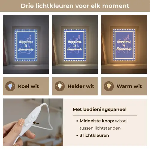 Lijntekening - Vrouw - Quote - Blauw Light Box met kabel (Wandlamp) klein -USP_lichtkleurNL