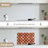 Geometrisch - Bloemen - Kleurrijk keuken achterwand spatscherm klein 900 -voor_na_ES