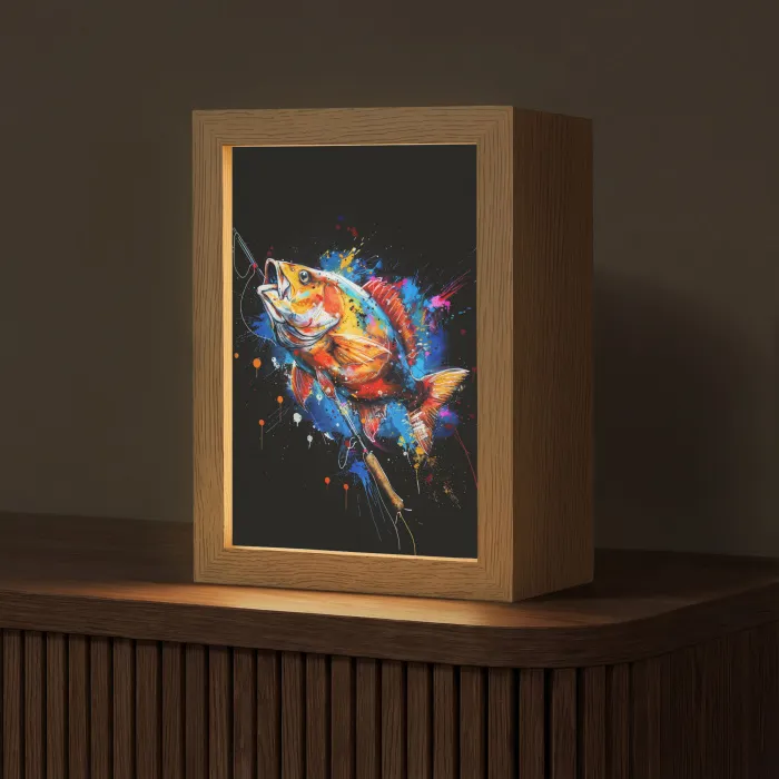 Graffiti - Sport - Vissen - Vis - Hengel Light Box met kabel (Tafellamp) klein -z3d_website