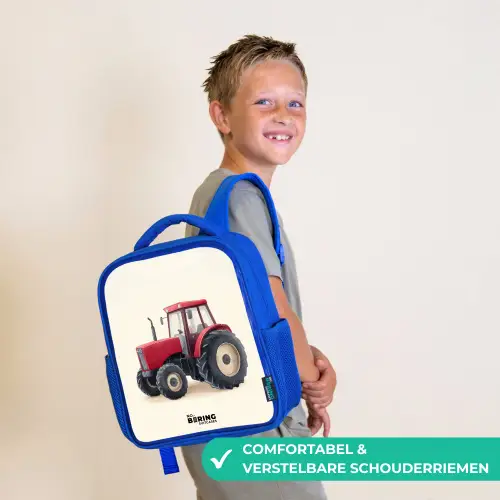 Tractor - Getekend - Rood Kinderrugzak - Blauw middel -sfeer3_NL