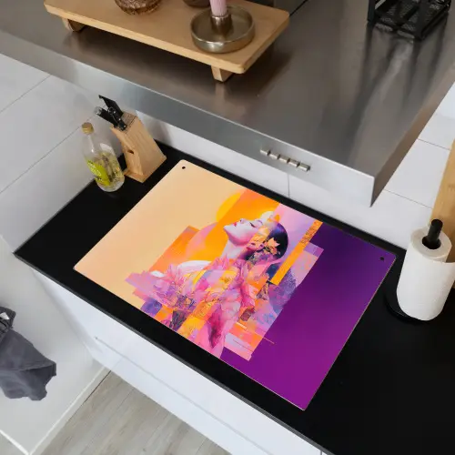Abstract - Portret - Vrouw - Kleurrijk Inductie beschemer met haakjes klein -sfeer1