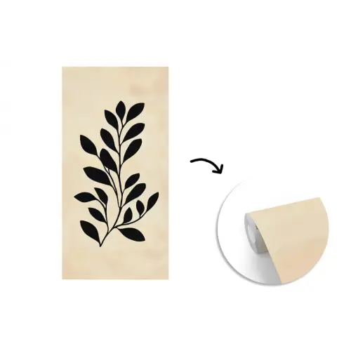 Minimalistisch - Tak - Bladeren - Zwart fotobehang vinyl groot -3d