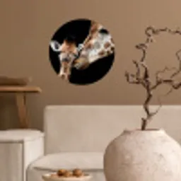 Giraffe - Dieren - Zwart - Portret - Dieren Wandcirkel behangsticker klein -sfeer1