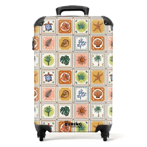 Zomerse tegeltjes print NBS - Handbagage koffer - Kinderen Unisex middel -productfoto_recht
