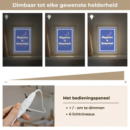 Lijntekening - Vrouw - Quote - Blauw Light Box met kabel (Wandlamp) klein -USP_dimbaarNL