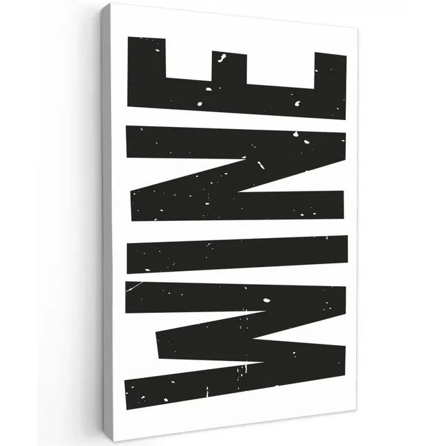 Vintage - Japandi - Wine - Decoratie Tuinposter op houten frame 2 cm dik klein -3d