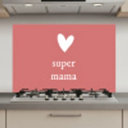 Presentje voor Moederdag super mama roze/wit keuken achterwand spatscherm klein -3d_website