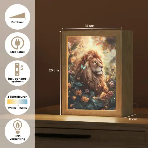 Leeuw - Dieren - Bloemen - Jungle Light Box met kabel klein -USP_NL