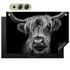 Schotse hooglander - Zwart - Wit Inductie beschemer met haakjes klein -3d