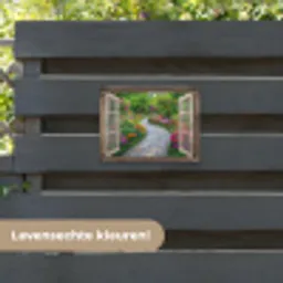 Doorkijk - Bloemen - Tuinpad - Natuur - Raam tuinposter los doek klein -sfeer3