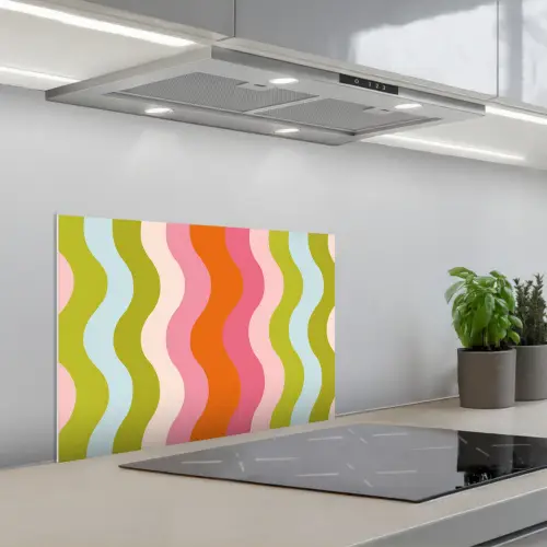 Banen - Golven - Kleurrijk - Verticaal keuken achterwand spatscherm klein -3d_schuin