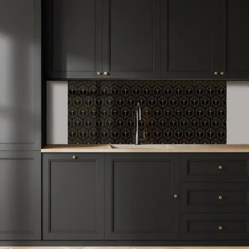 Zonnestraal - Zwart - Goud - Stippen keuken achterwand 2 middel 871 -sfeer1