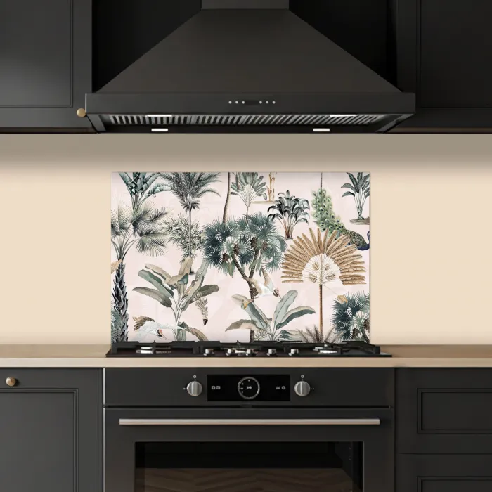 Bladeren - Monstera - Jungle - Tropical keuken achterwand spatscherm klein -sfeer1