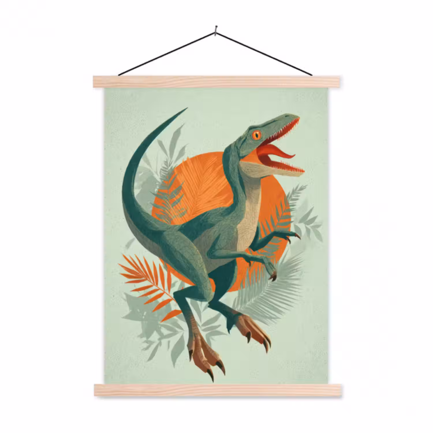 Stoffbild - Dino - Blätter - Grafik - Grün