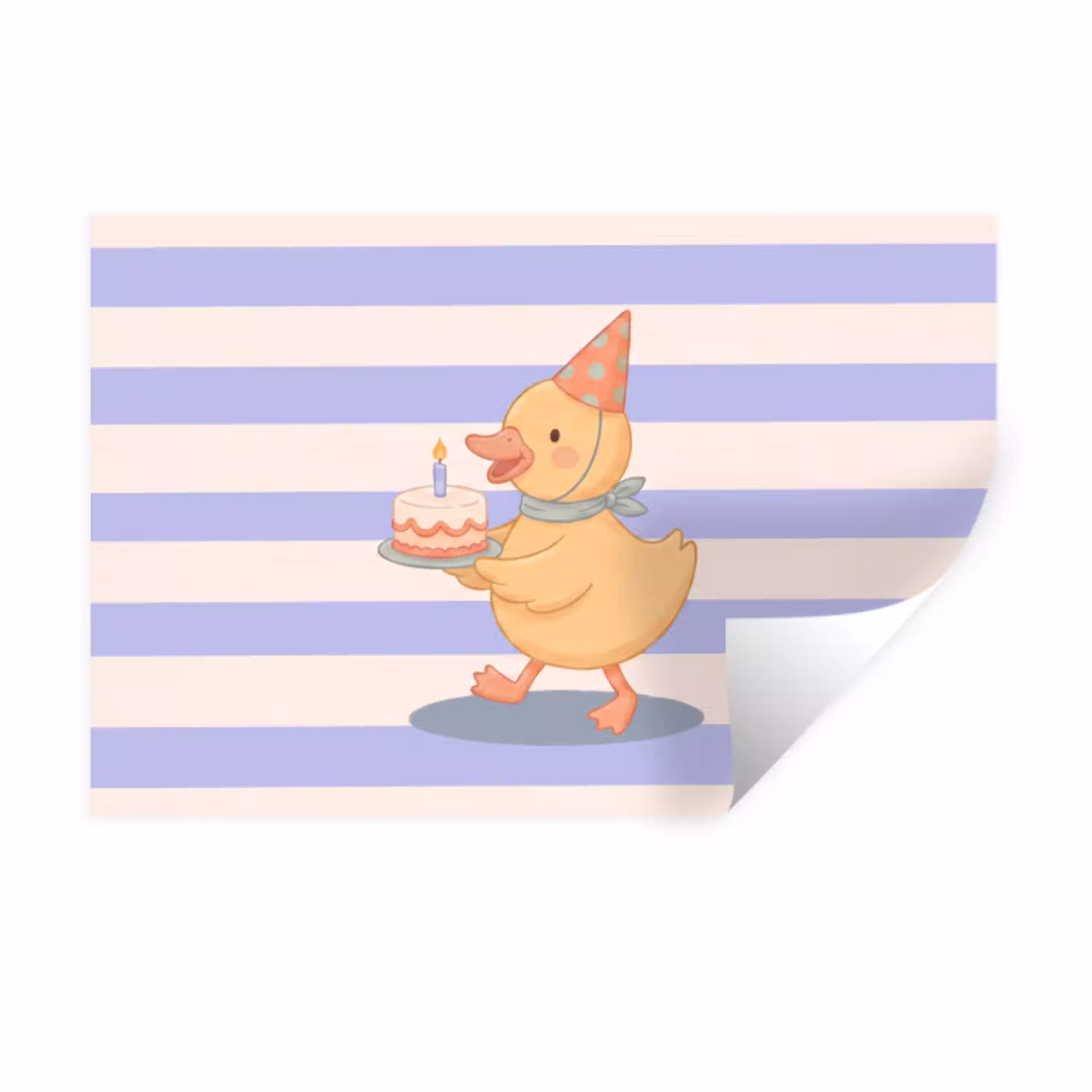 Vogel - Feest - Taart - Kinder - Illustratie Muursticker klein -3d