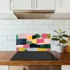 Abstract - Roze - Lappen - Vormen - Geel keuken achterwand spatscherm klein -sfeer2