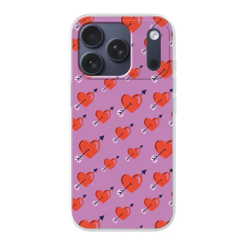 Hartjes - Rood - Paars - Print - Liefde Telefoonhoesje iPhone 17 Pro klein -3d