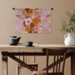 Schilderij - Bloemen - Rustiek - Roze Wandkleed katoen klein -sfeer6