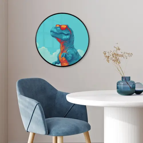 T-Rex - Blauw - Wolken - Zonnebril Fotolijst rond zonder passe partout klein -sfeer2