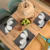 Bloem - Minimalistisch - Zwart - Wit Placemat vinyl groot -zzsfeer5_Kitchenyeah-website