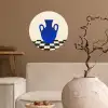Vaas - Blauw - Geblokt - Modern Wandcirkel behangsticker klein -sfeer1