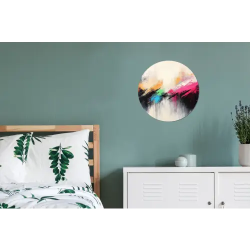 Dynamisch - Abstract - Kleurrijk - Zwart Wandcirkel aluminium klein -slaapkamer