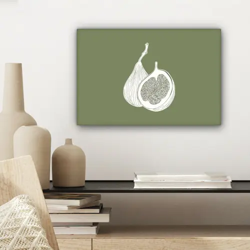 Vijgen - Minimalistisch - Getekend - Mosgroen canvas 2cm klein -sfeer6