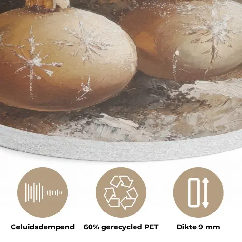 Kerst - Kerstballen - Beige - Goud Akoestische PET Vilt - Rond klein -closeup_NL