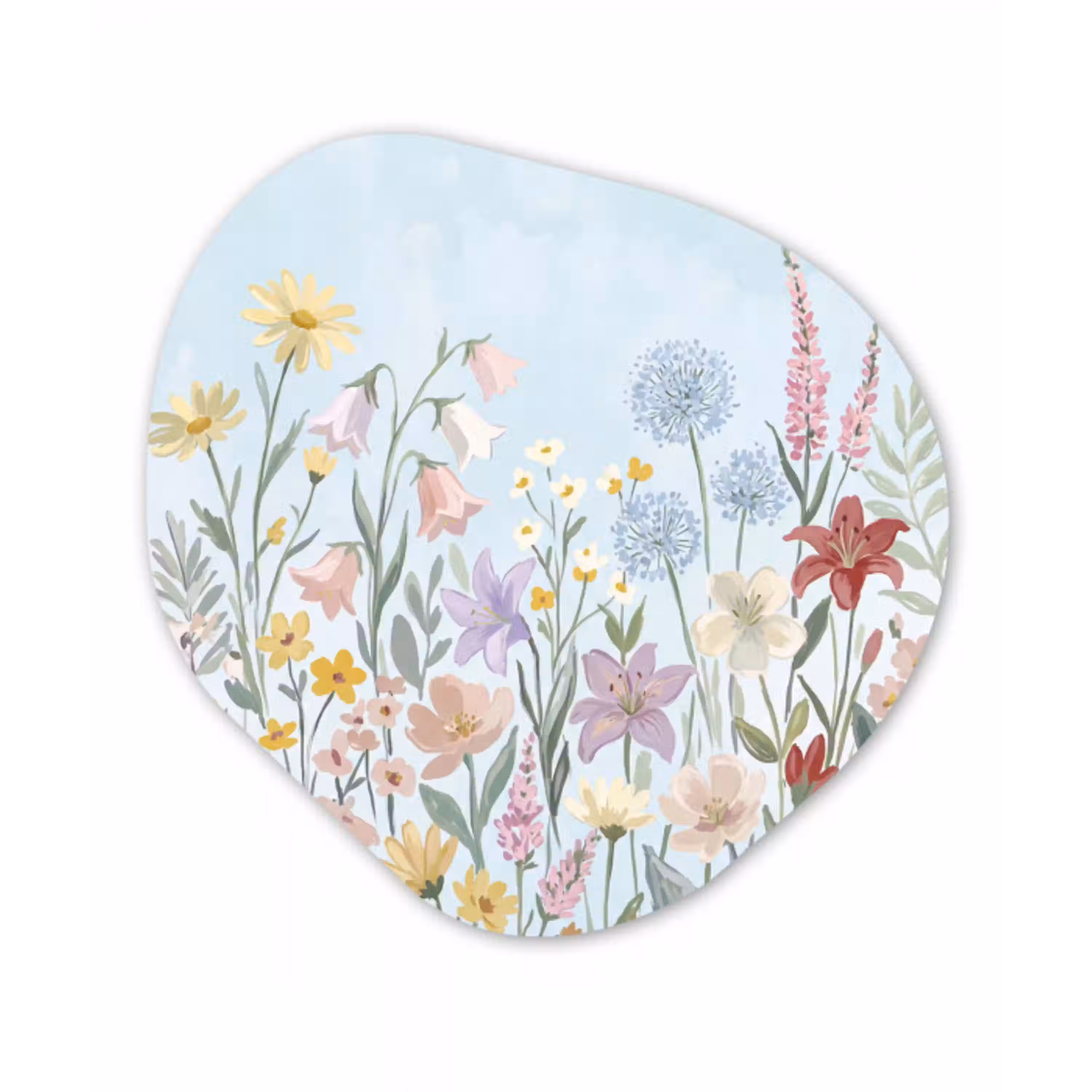 Weidebloemen - Illustratie - Kleurrijk Wandcirkel Organisch Forex 3mm klein -3d