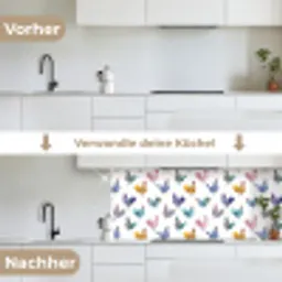 Kippen -Aquarel - Kleurrijk keuken achterwand 2 middel 871 -voor-na_DE