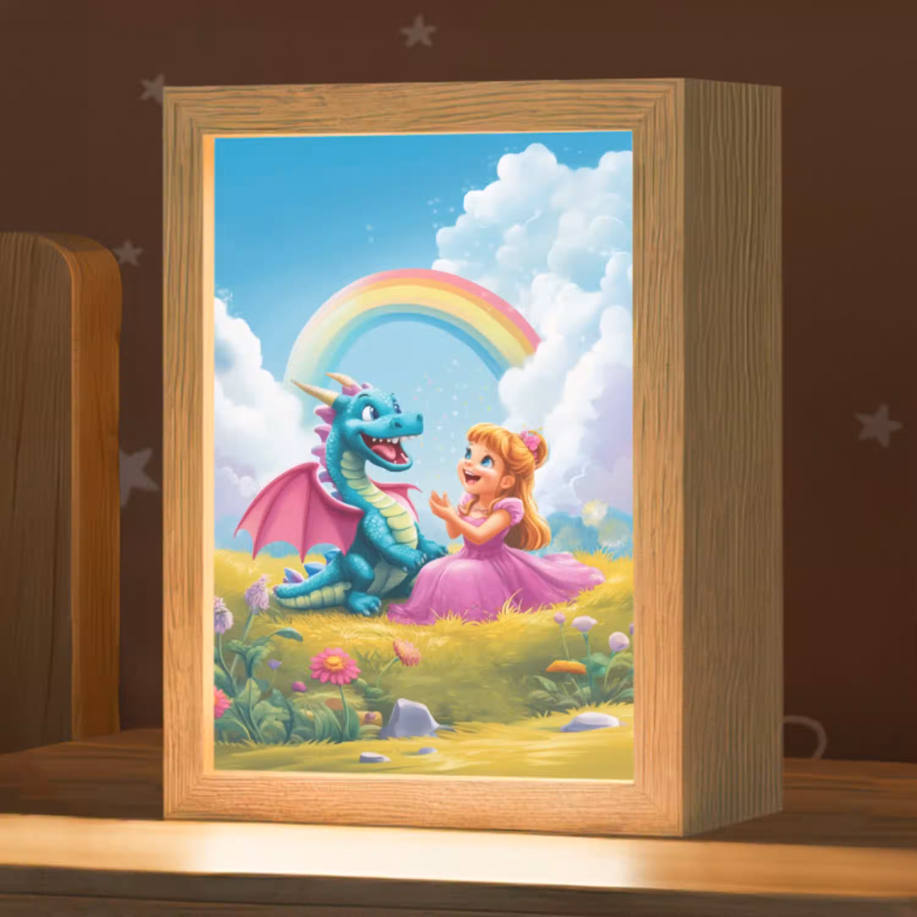 Prinses - Draak - Regenboog Light Box met kabel klein -zzz_3d_website