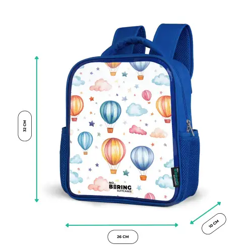 Gekleurde luchtballonnen met sterren en wolken Kinderrugzak - Blauw middel -productfoto_formaten