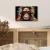 Chimpansee - Aap - dieren - Graffiti - Bril - Koptelefoon - Kleuren aluminium wit klein -sfeer3
