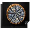 Pizza - Eten - Delftsblauw Inductie beschermer vinyl 3mm middel -3d