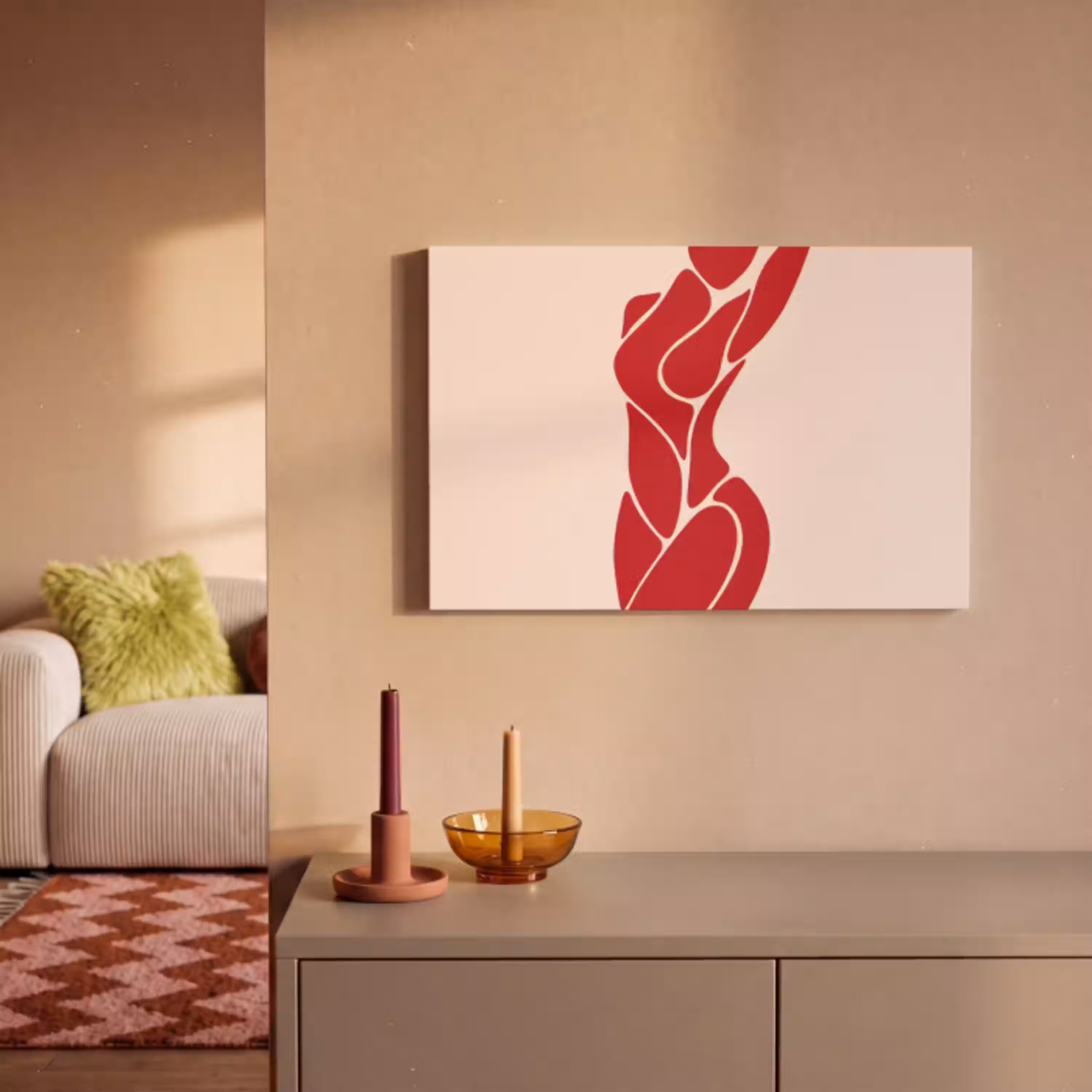 Vrouw - Figuur - Abstract - Modern - Rood canvas 2cm klein -sfeer1