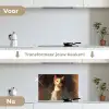 Kat - Geschilderd - Artistiek - Wit keuken achterwand spatscherm klein -voor_na_NL