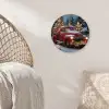 Kersttruck - Sneeuwbos - Rood Wandcirkel kunststof plaat 5mm dik klein -sfeer5