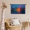 Skyline - Penseelstreken - Donkerblauw - Lichtgevend Wandkleed katoen klein -wsfeer5_kind