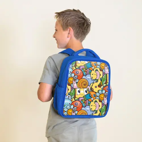 Monster met Stippen Kinderrugzak - Blauw middel -sfeer2