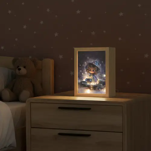 Meisje - Toveren - Sterren - Paars Light Box met kabel klein -sfeer1_kind