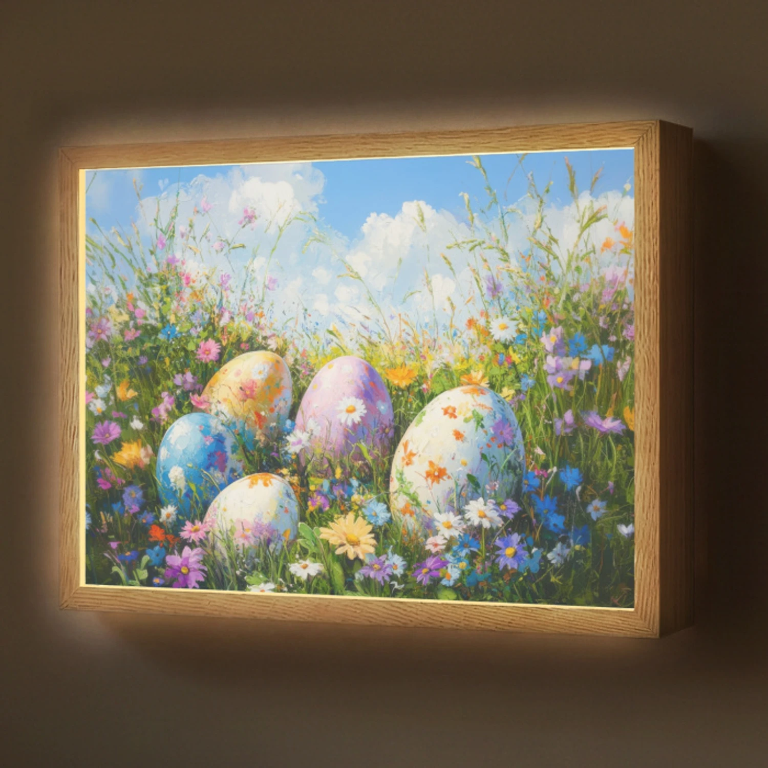 Grasveld - Eieren - Bloemen Light Box met batterij (Wandlamp) middel -z3d_website