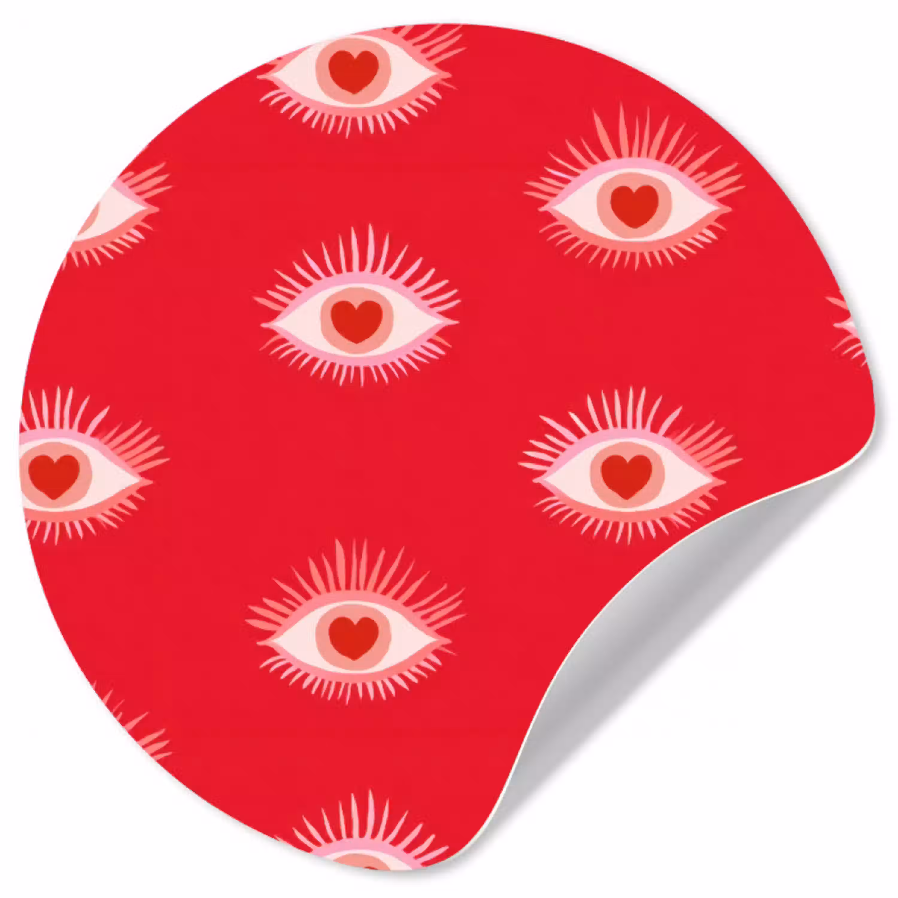 Ogen - Hart - Abstract - Rood - Roze Wandcirkel behangsticker klein 186 -3d