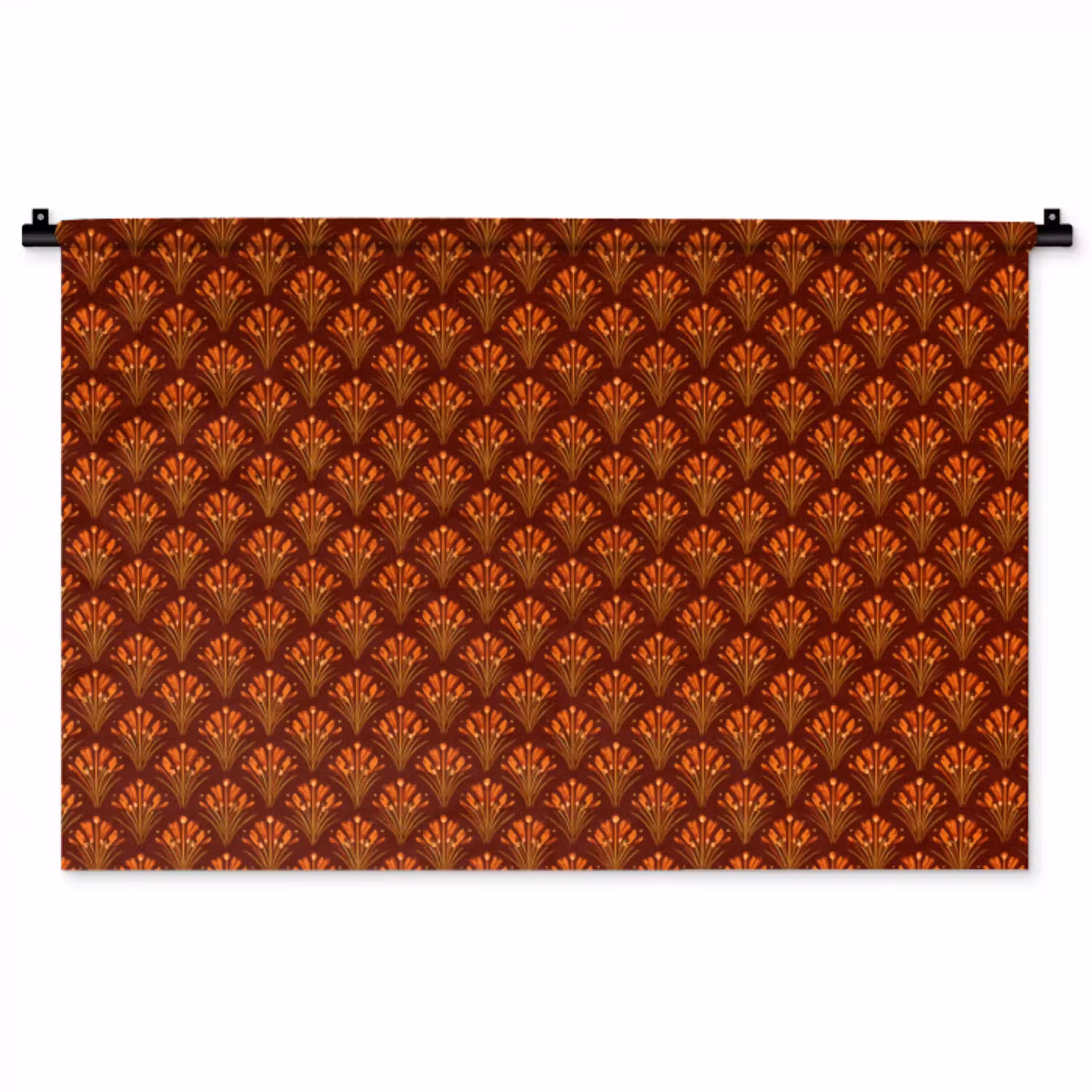 Waaiers - Art Deco - Botanisch - Roestbruin - Oranje Wandkleed katoen middel 269 -zz3d