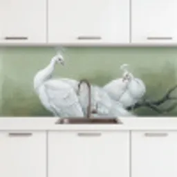Pauwen - Wit - Natuur - Groen keuken achterwand 2 middel -3d