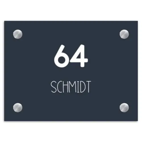 Effen blauw - Modern Naambord Rechthoek middel -3d