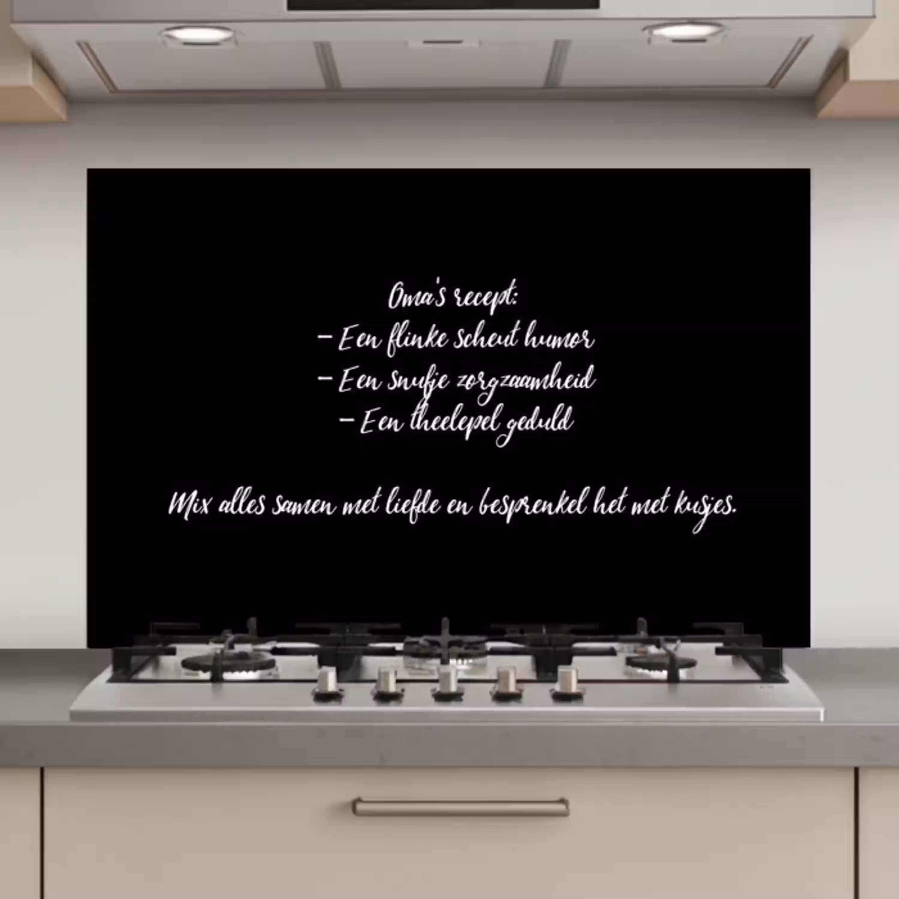 Oma's recept - Koken - Quotes - Spreuken - Oma keuken achterwand spatscherm klein -3d_website